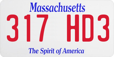 MA license plate 317HD3