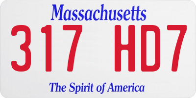 MA license plate 317HD7