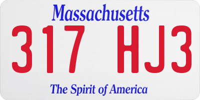MA license plate 317HJ3