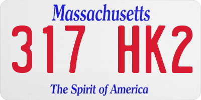 MA license plate 317HK2