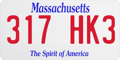 MA license plate 317HK3