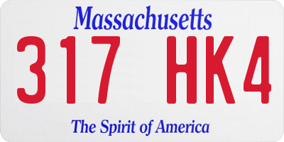 MA license plate 317HK4