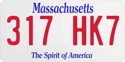 MA license plate 317HK7