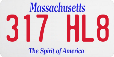 MA license plate 317HL8