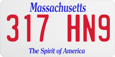 MA license plate 317HN9