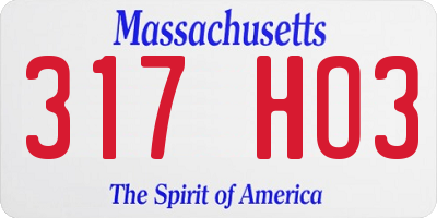 MA license plate 317HO3
