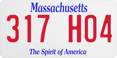 MA license plate 317HO4