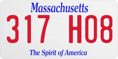 MA license plate 317HO8