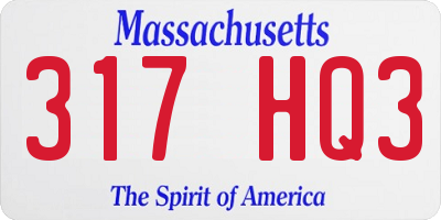 MA license plate 317HQ3