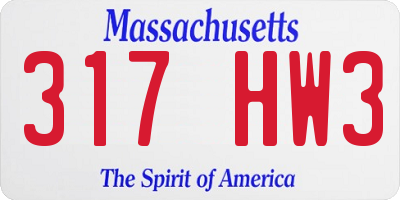 MA license plate 317HW3