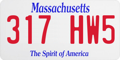 MA license plate 317HW5