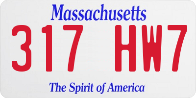 MA license plate 317HW7