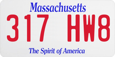 MA license plate 317HW8