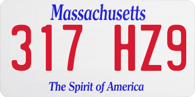 MA license plate 317HZ9