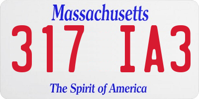 MA license plate 317IA3