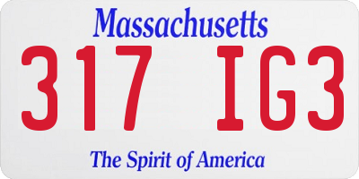 MA license plate 317IG3