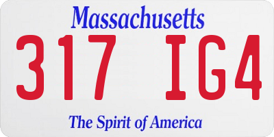 MA license plate 317IG4