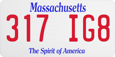 MA license plate 317IG8