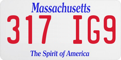 MA license plate 317IG9