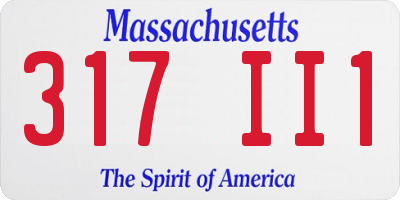 MA license plate 317II1