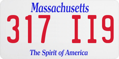 MA license plate 317II9