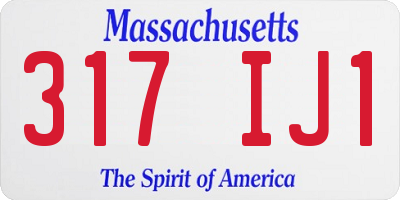 MA license plate 317IJ1