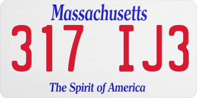 MA license plate 317IJ3