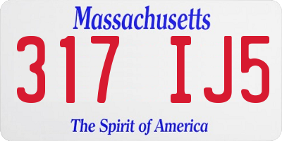 MA license plate 317IJ5