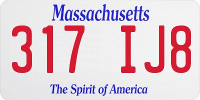 MA license plate 317IJ8