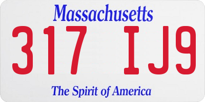 MA license plate 317IJ9
