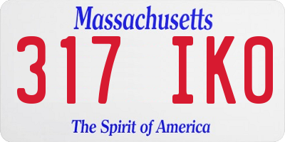 MA license plate 317IK0
