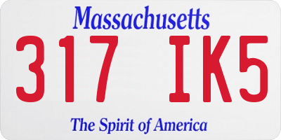 MA license plate 317IK5
