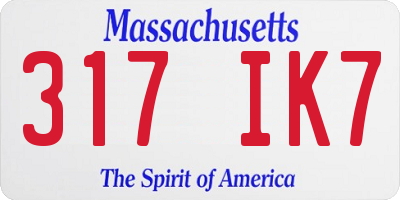 MA license plate 317IK7