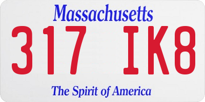 MA license plate 317IK8
