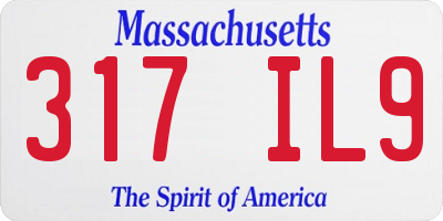 MA license plate 317IL9