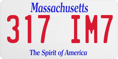 MA license plate 317IM7