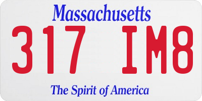 MA license plate 317IM8