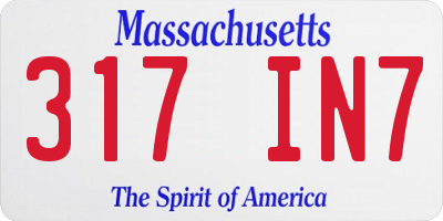 MA license plate 317IN7