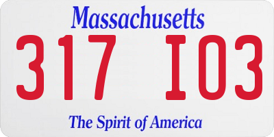 MA license plate 317IO3