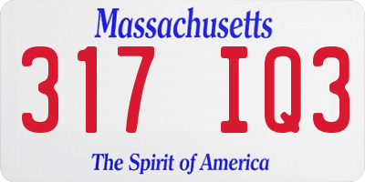 MA license plate 317IQ3