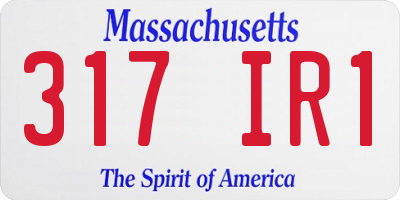 MA license plate 317IR1