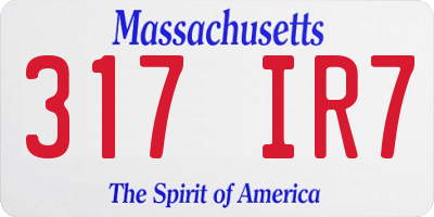 MA license plate 317IR7