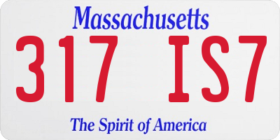 MA license plate 317IS7
