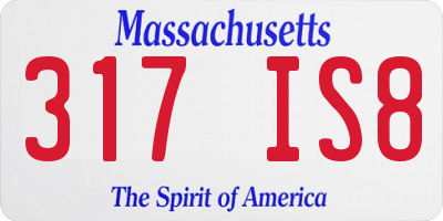 MA license plate 317IS8
