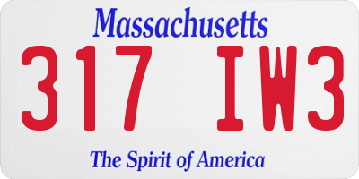 MA license plate 317IW3