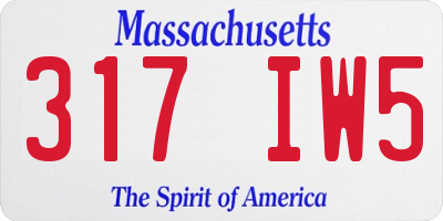 MA license plate 317IW5
