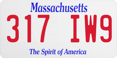 MA license plate 317IW9