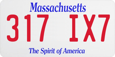 MA license plate 317IX7