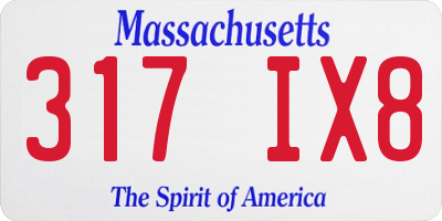 MA license plate 317IX8