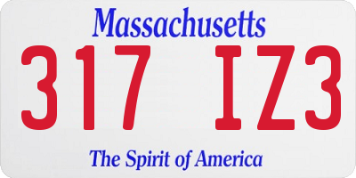 MA license plate 317IZ3